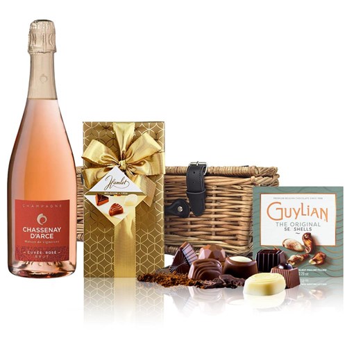 Chassenay d'Arce Cuvee Rose Champagne 75cl And Chocolates Hamper